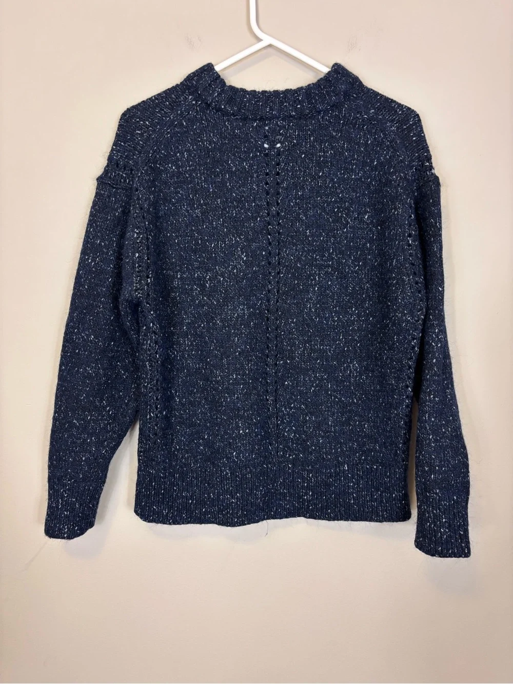 J. Crew Navy Speckle Cotton & Wool Blend Crewneck Pullover Sweater Small